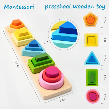 Joc Montessori din Lemn de Sortat și Potrivit Forme Geometrice [5]