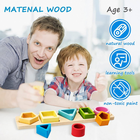 Joc Montessori din Lemn de Sortat și Potrivit Forme Geometrice [12]