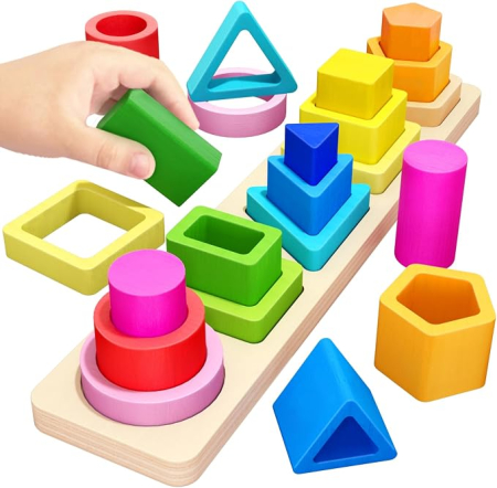 Joc Montessori din Lemn de Sortat și Potrivit Forme Geometrice [1]