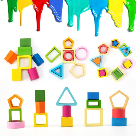 Joc Montessori din Lemn de Sortat și Potrivit Forme Geometrice [6]
