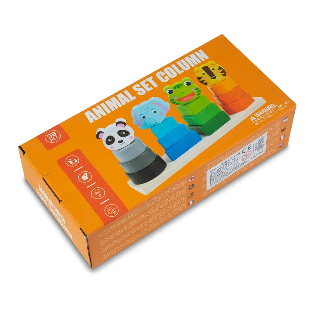 Joc Montessori din Lemn de Sortat și Stivuit Animăluțe Vesele [6]