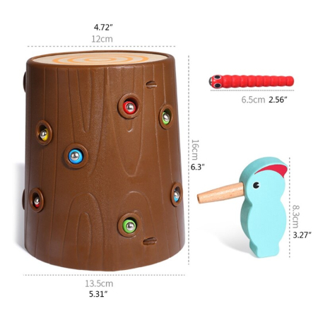 Joc Montessori Magnetic Ciocănitoarea Prinde Viermișorii [11]