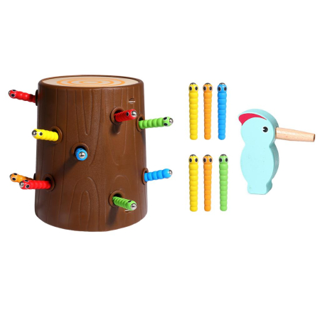 Joc Montessori Magnetic Ciocănitoarea Prinde Viermișorii [2]