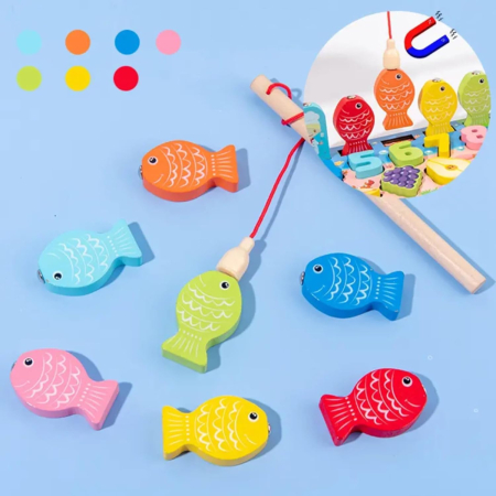 Joc Montessori Multifuncțional din Lemn 7 în 1 cu Puzzle și Pescuit Magnetic [2]