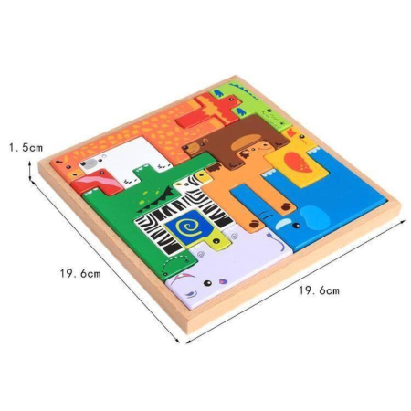 Joc Tetris cu Animale din Lemn – Puzzle de Stivuire și Echilibru [1]