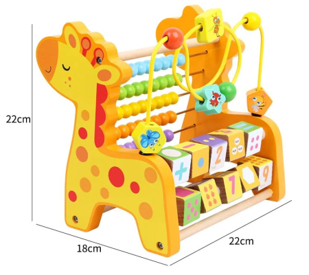 Jucărie Montessori Girafă 3 în 1 – Abac, Circuit Motric și Joc Matematic [4]