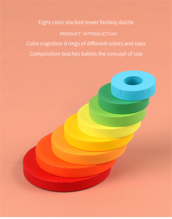 Jucărie Montessori din Lemn cu Turnuri de Stivuire Cerc și Hexagon [3]