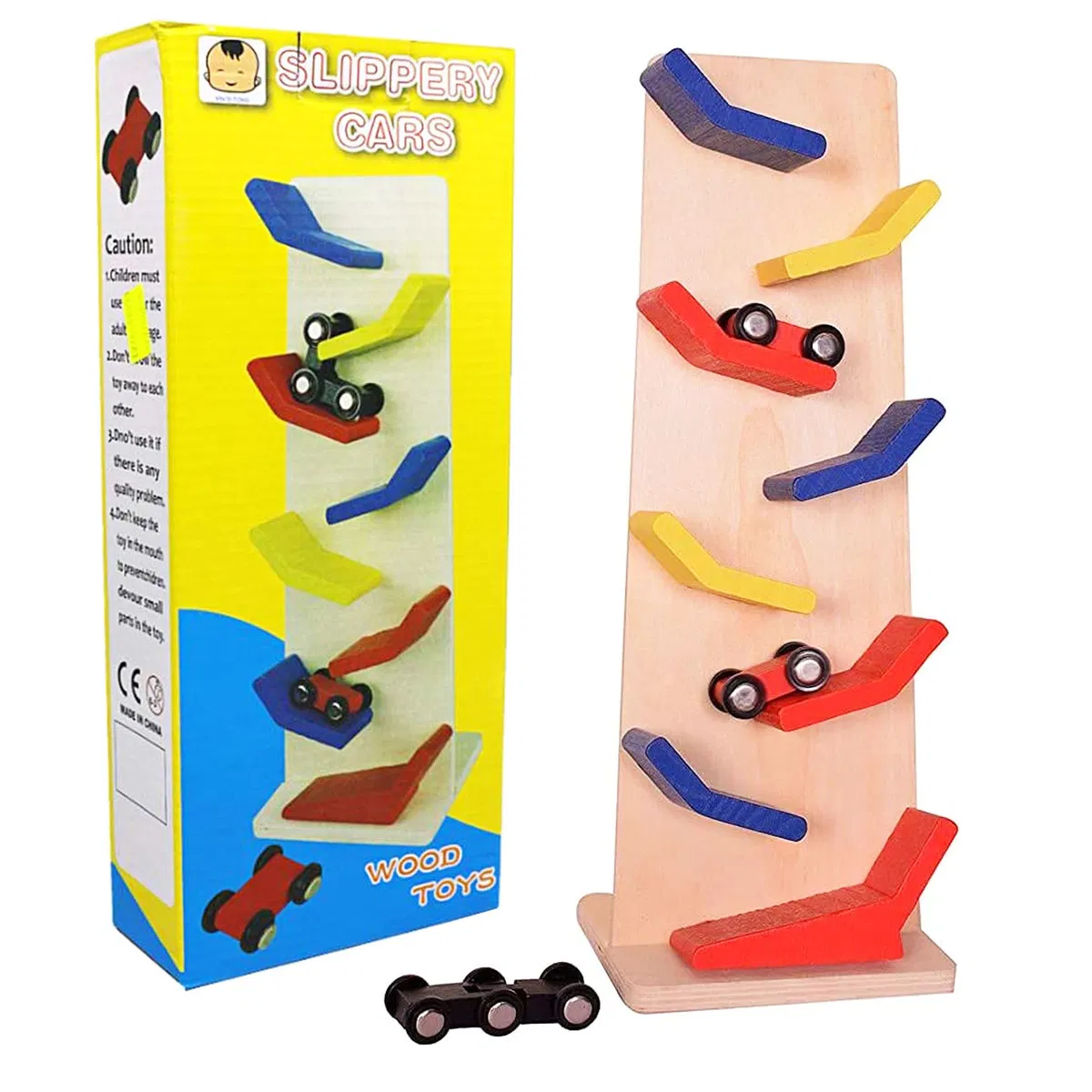 Jocuri Stem, de explorare - Pistă cu Mașinuțe din Lemn Slippery Cars, Circuit Vertical