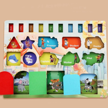 Placă Montessori Multifuncțională din Lemn cu Încuietori, Meserii și Pescuit Magnetic [7]