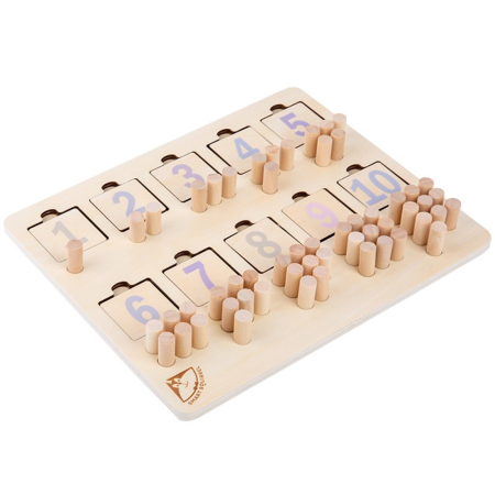 Puzzle Montessori din Lemn cu Cifre 1-10 și Piese pentru Numărare [7]