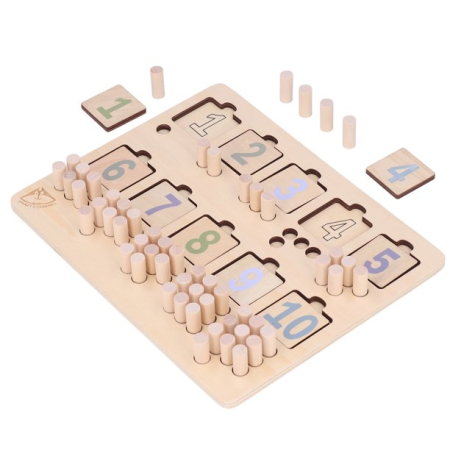 Puzzle Montessori din Lemn cu Cifre 1-10 și Piese pentru Numărare [4]
