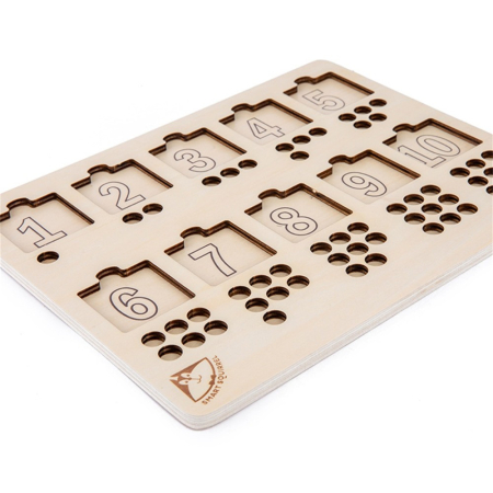 Puzzle Montessori din Lemn cu Cifre 1-10 și Piese pentru Numărare [5]