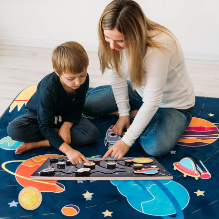 Puzzle Montessori din Lemn cu Sistemul Solar și Planete Glisante [12]