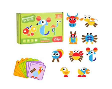 Puzzle Montessori Tangram din Lemn cu 39 Piese și Carduri de Provocare (1) [8]