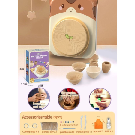 Roată Electrică de Olărit pentru Copii cu Set Creativ de Lut [20]