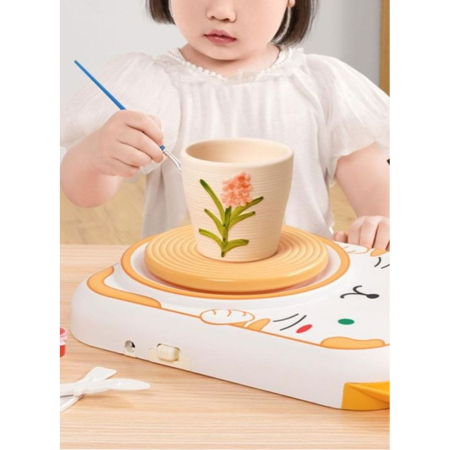 Roată Electrică de Olărit pentru Copii cu Set Creativ de Lut [9]