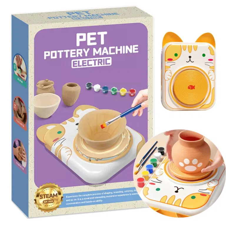 Jocuri Interactive - Roată Electrică de Olărit pentru Copii cu Set Creativ de Lut