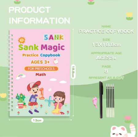 Set 4 Caiete Reutilizabile SANK Magic Practice Copybook cu Stilou și Rezerve [6]
