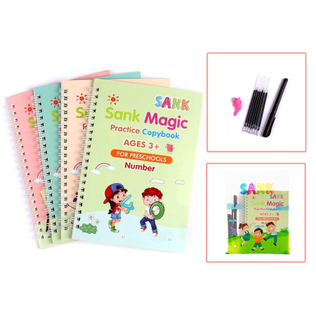 Set 4 Caiete Reutilizabile SANK Magic Practice Copybook cu Stilou și Rezerve [5]