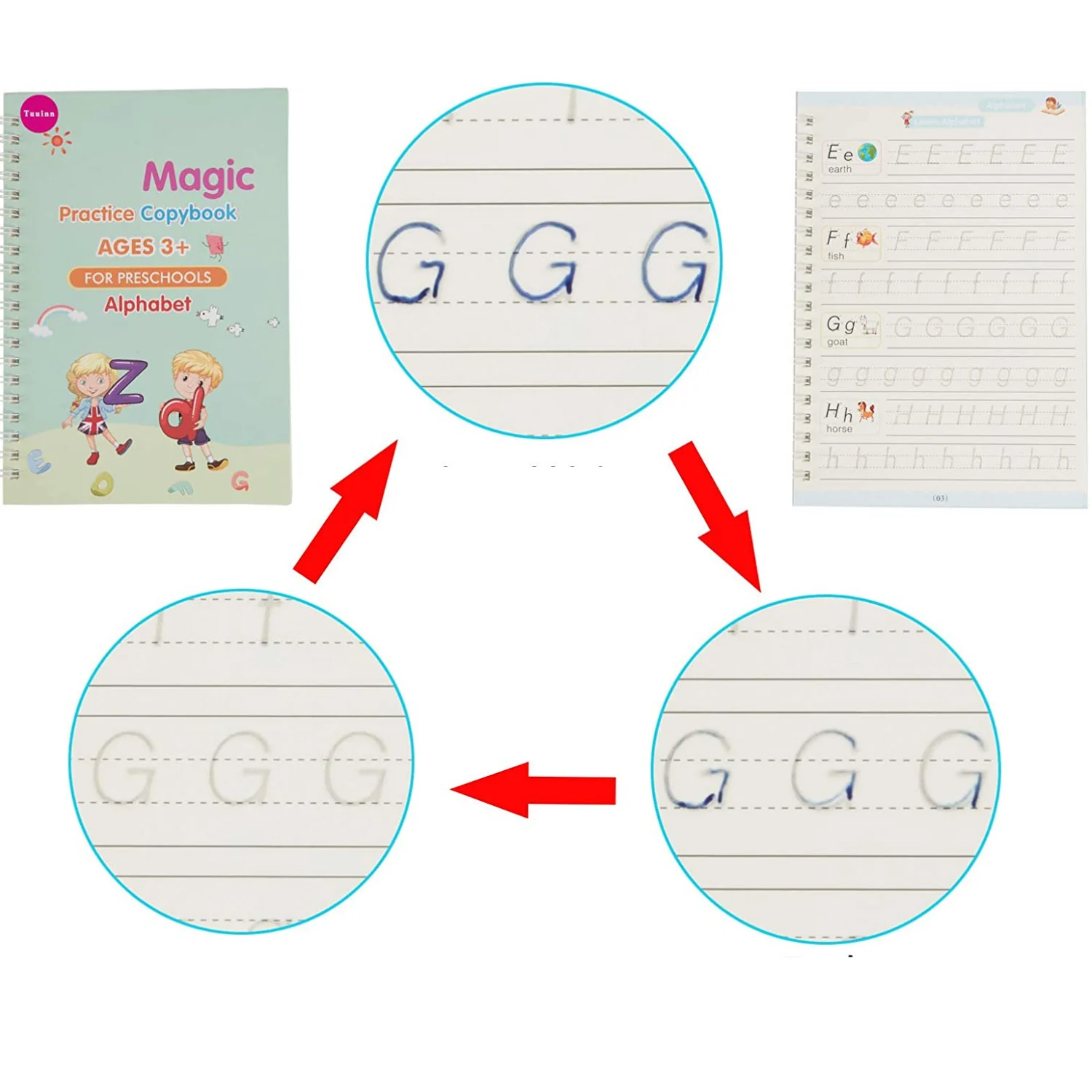Set 4 Caiete Reutilizabile SANK Magic Practice Copybook cu Stilou și Rezerve [18]