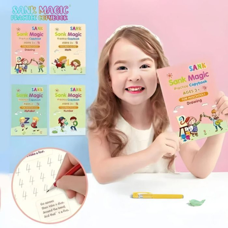 Set 4 Caiete Reutilizabile SANK Magic Practice Copybook cu Stilou și Rezerve [15]