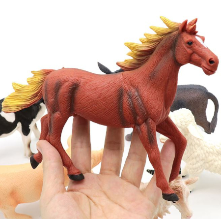 Set 6 Figurine Realiste Animale de la Fermă, Cal, Măgar, Vacă, Oaie, Porc și Capră, Joc Educativ și de Rol, 3+ ani [1]