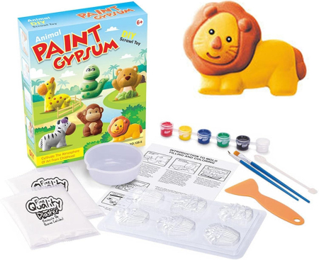 Set Creativ DIY pentru Copii, Creează și Pictează 6 Magneți cu Animale, Matriță, Vopsele și Pensule, 6+ Ani [5]