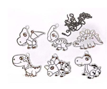 Set Creativ DIY cu Dinozauri de Pictat, 6 Pandantive, 4 Culori și Șnururi, 3+ Ani [6]