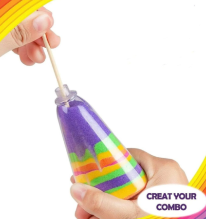 Set Creativ Sand Art cu Nisip Colorat, Decorațiune Stea DIY, 5 Culori și Accesorii, 5+ Ani [3]