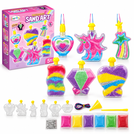 Set Creativ Sand Art cu Nisip Colorat, 6 Decorațiuni de Umplut, Unicorn și Forme de Poveste, 5+ Ani [9]