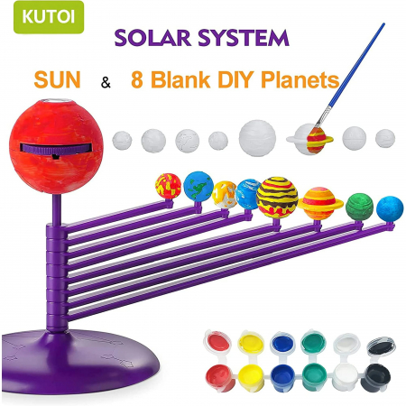 Set creativ Sistemul solar cu proiectii si pictura, Kit stiintific STEM Picteaza planetele [6]