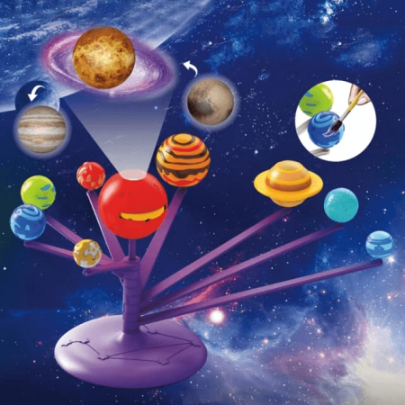 Set creativ Sistemul solar cu proiectii si pictura, Kit stiintific STEM Picteaza planetele [10]