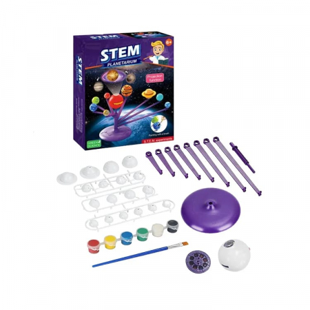 Set creativ Sistemul solar cu proiectii si pictura, Kit stiintific STEM Picteaza planetele [12]