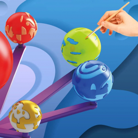 Set creativ Sistemul solar cu proiectii si pictura, Kit stiintific STEM Picteaza planetele [2]