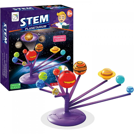 Jocuri educative - Set creativ Sistemul solar cu proiectii si pictura, Kit stiintific STEM Picteaza planetele