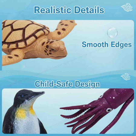 Set Figurine Animale Marine pentru Copii cu Pinguin, Focă, Morsă și Țestoasă [6]