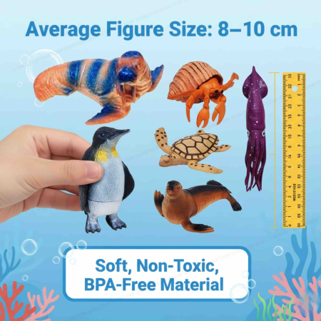 Set Figurine Animale Marine pentru Copii cu Pinguin, Focă, Morsă și Țestoasă [7]