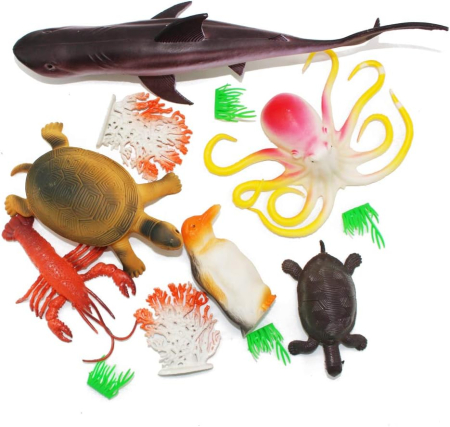 Set 6 Figurine Realiste Animale Marine – Rechin, Pinguin, Homar, Caracatiță și Țestoase [5]