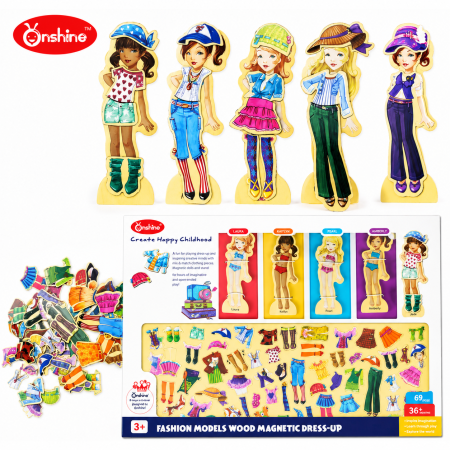 Jocuri Memorie si Asociere - Set Păpuși Magnetice Fashion cu Haine și Accesorii 69 Piese