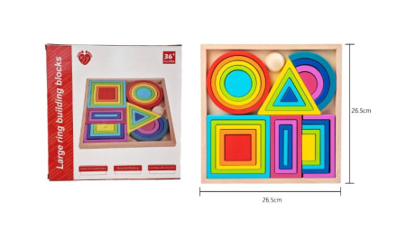Set Montessori Rainbow Blocks din Lemn cu Forme Geometrice Curcubeu 25 Piese [8]