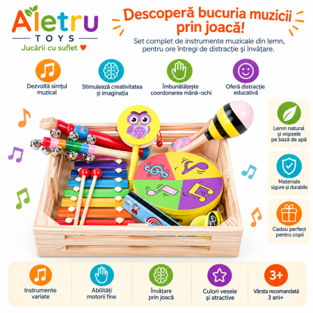 Set 9 Instrumente Muzicale din Lemn pentru Copii – Orchestra Veselă [2]