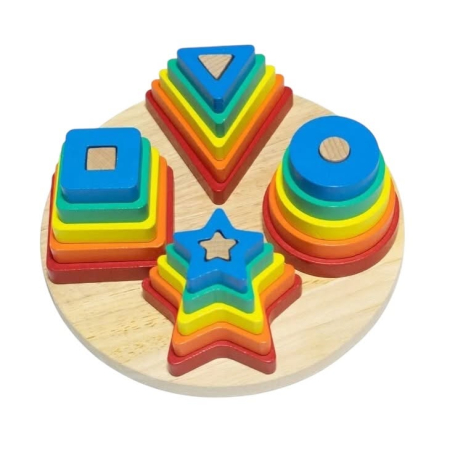 Joc Montessori Sortator 4 Forme Geometrice din Lemn [13]