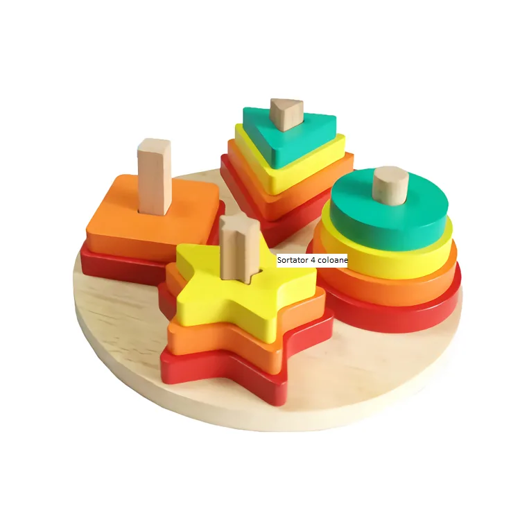 Joc Montessori Sortator 4 Forme Geometrice din Lemn [7]