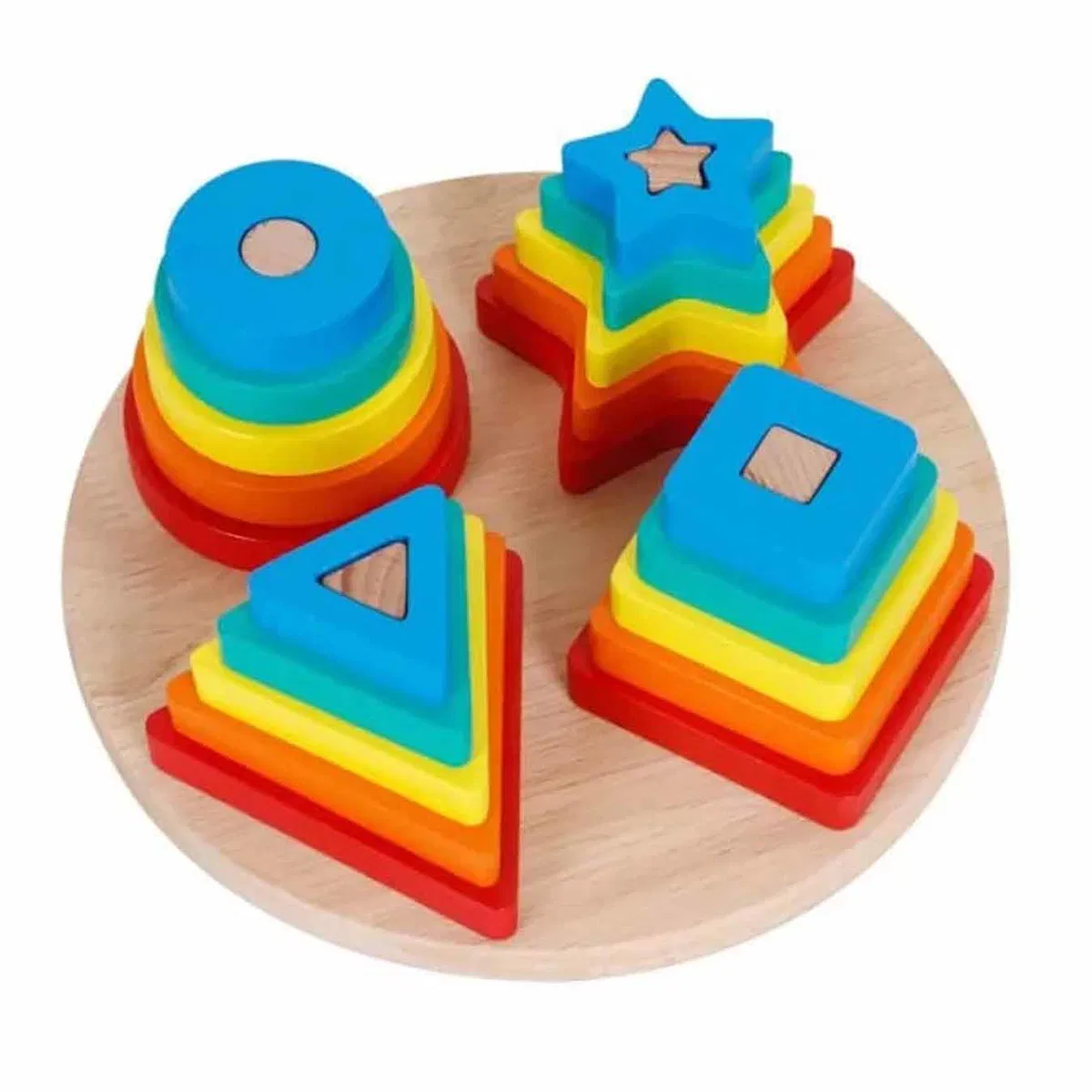 Jocuri educative - Joc Montessori Sortator 4 Forme Geometrice din Lemn