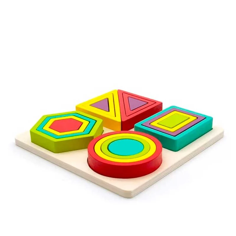 Joc Educativ din Lemn cu Forme Geometrice Colorate, Puzzle de Potrivire și Sortare, Montessori, 3+ Ani [7]
