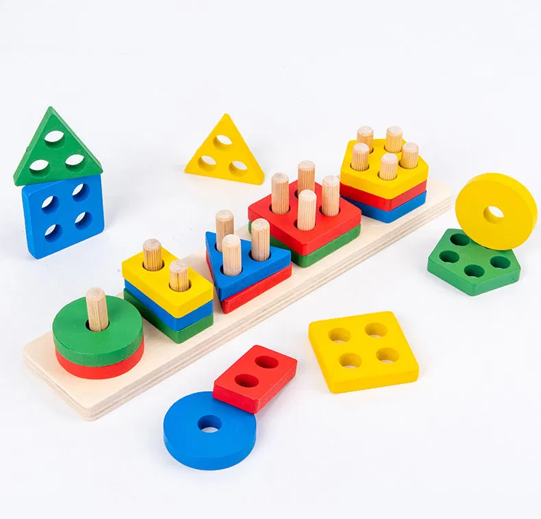 Sortator Montessori din Lemn cu 5 Forme Geometrice și Numărare 1-5 [2]