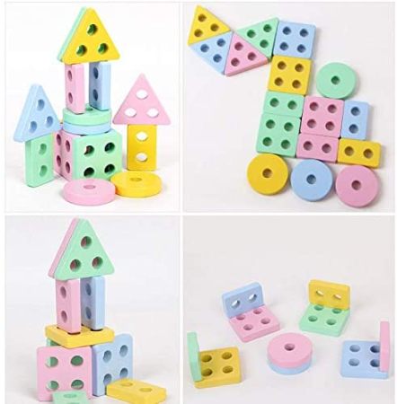 Sortator Montessori din Lemn cu Forme Geometrice și Culori Pastel (1) [6]