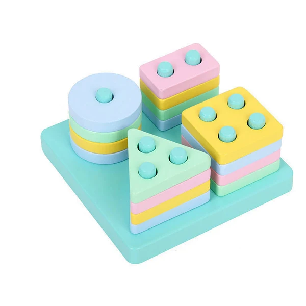 Sortator Montessori din Lemn cu Forme Geometrice și Culori Pastel (1) [3]