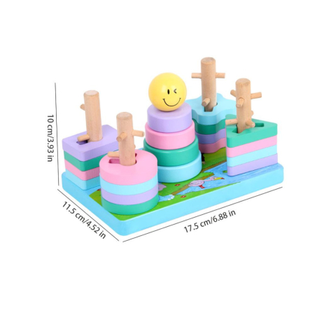 Sortator Montessori din Lemn cu 5 Coloane și Forme Geometrice Pastel [6]