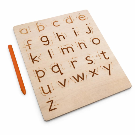 Tablă Montessori din Lemn pentru Trasarea Literelor A-Z cu Creion [6]